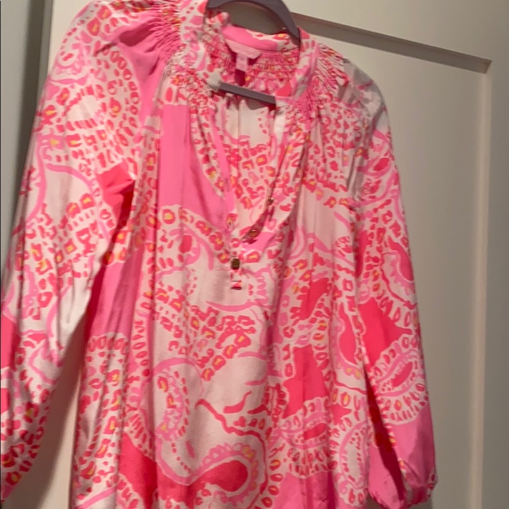 Lilly Pulitzer Elsa silk blouse elephant print
